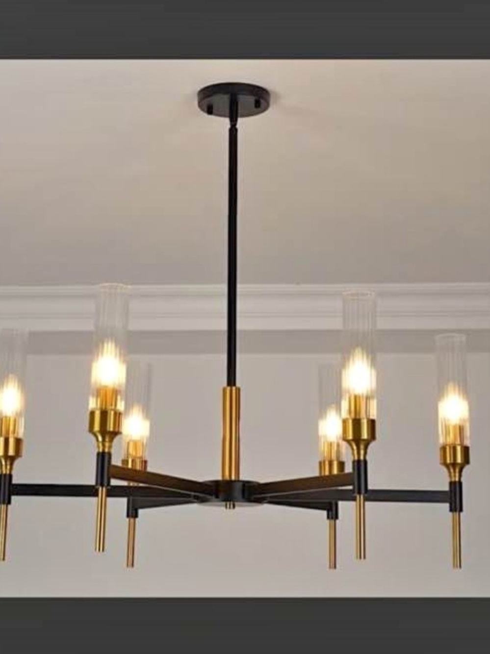 Modern Black and Gold Linear Chandelier - Elegant Multi-Light Fixture